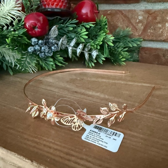 Rose Gold Butterfly Pearl Leaf Headband Accessory NWT‼️FINAL SALE - Picture 8 of 9